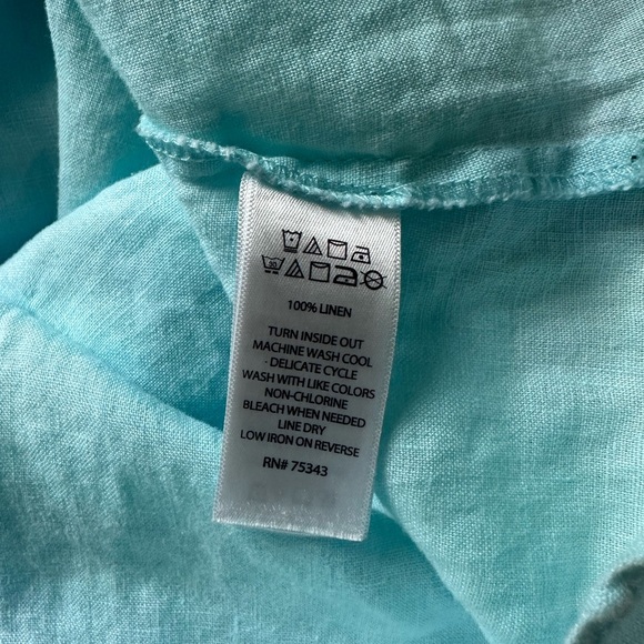 St. Tropez aqua blue 100% linen dress with beaded halter neck - Picture 7 of 7